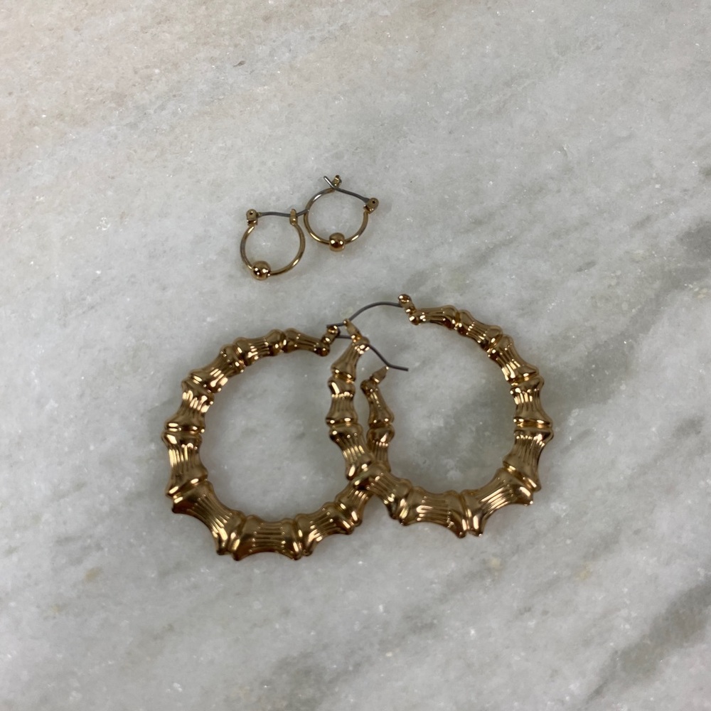 Gold Hoop Earring Set - Picture 2 of 2